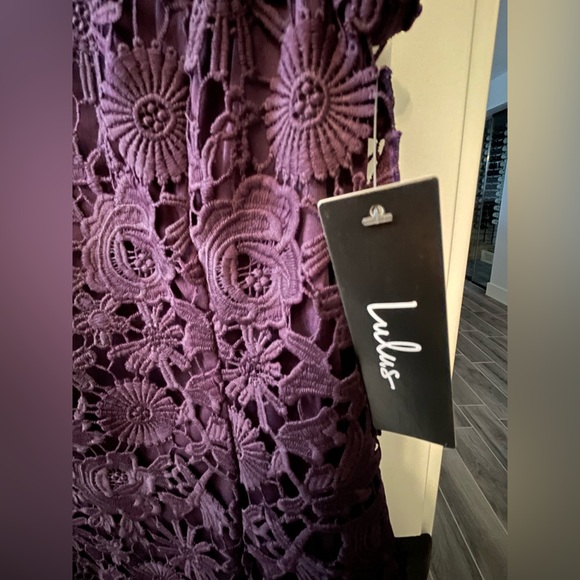 Lulu’s Dark Purple Romance Language Wedding Guest Dress - NWT - Large - Picture 4 of 6
